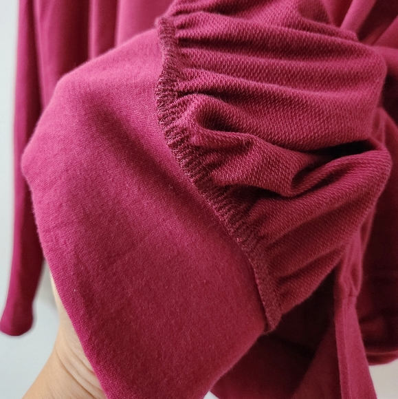 Women's Long Sleeves Graphic Sweater|Sizes Small Medium Large| Color Burgundy - Picture 7 of 8